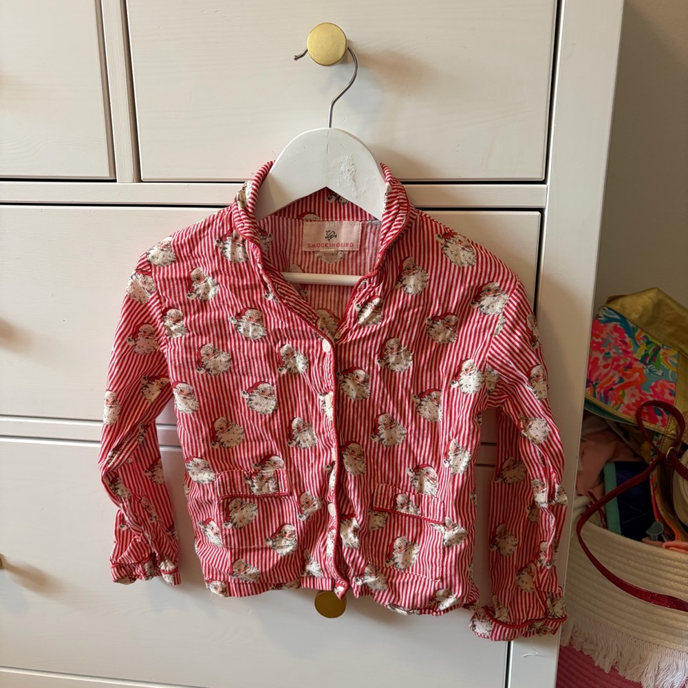 Smockingbird Striped Vintage Santa Pajama Top Size 3T